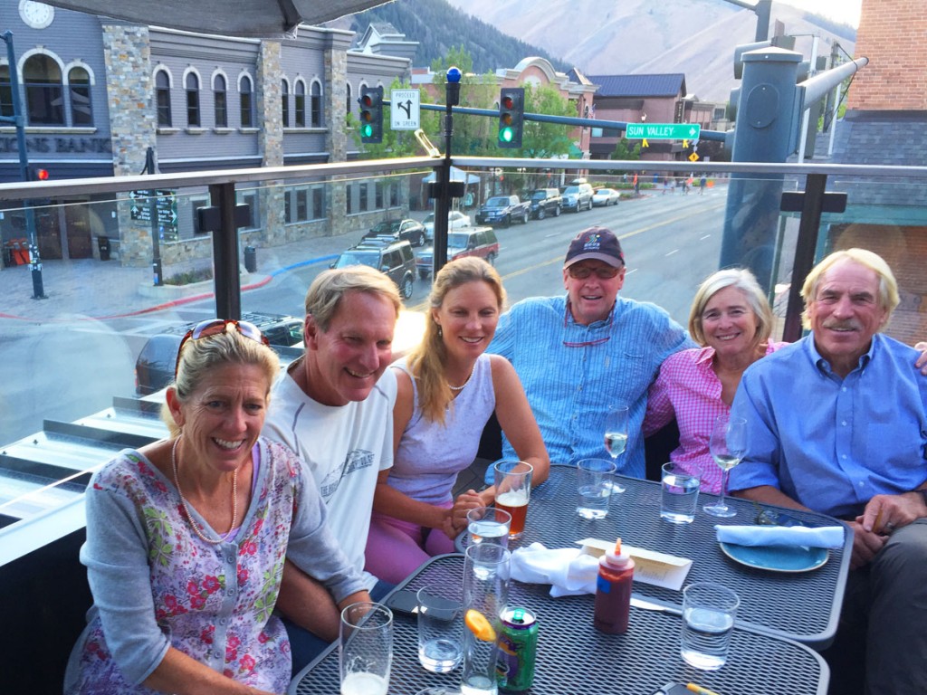 Dinner with friends on the rooftop deck in the center of Ketchum.